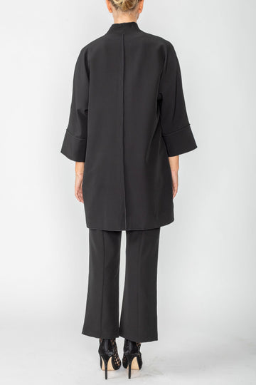 Black Kimono With Rose Pocket